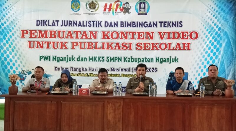 HPN 2026, PWI Nganjuk Gelar Diklat Jurnalistik dan Bimtek Produksi Konten Video bagi Guru SMPN se-Kabupaten Nganjuk
