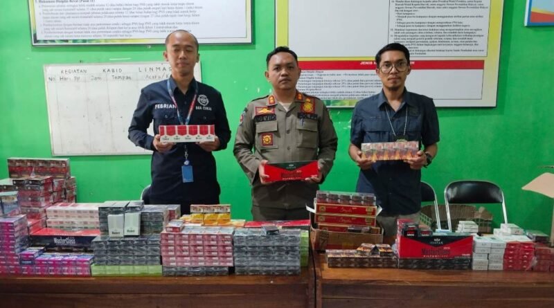 Operasi Pemberantasan Rokok Ilegal, Satpol PP Nganjuk dan Bea Cukai Kediri Amankan 8.936 Batang Rokok Tanpa Pita  Cukai